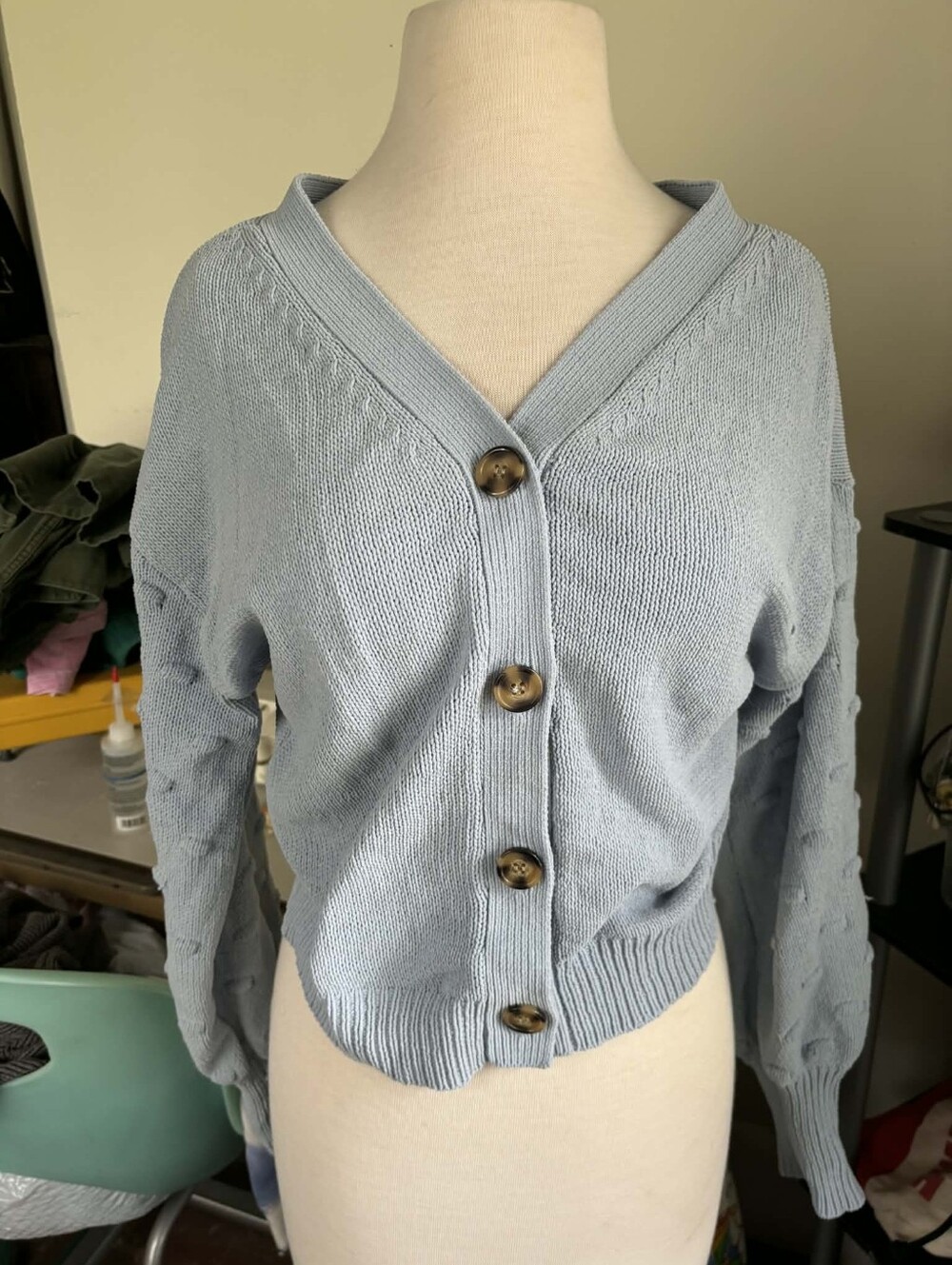 moon & madison Light Blue V-Neck Button Cardigan
